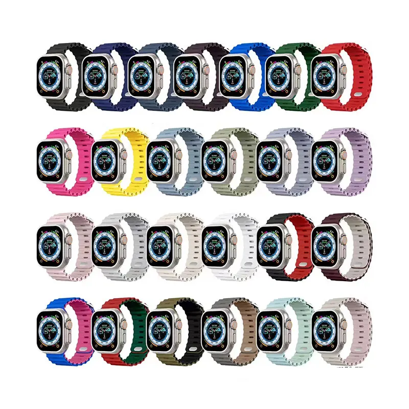 

custom printed pure color silicone watch bands strap for apple watch series 7 sport band for apple watch original band