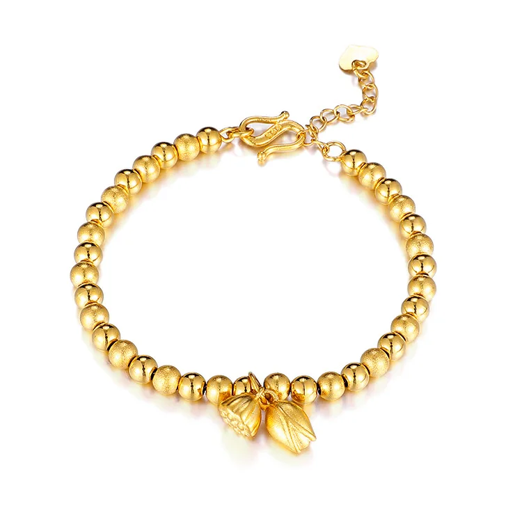 

Goldplated Copper Bracelet For Two Generations Vietnam Sand Nasturtium Lotus Lotus Transfer Bead Bracelet