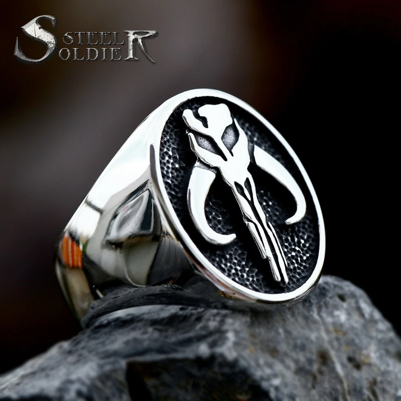 

SS8-1208R Steel Soldier Stainless Steel Skull Ring Punk Biker Gothic Men's Ring Movie Cool Hip Hop High Polished Jewelry For Men