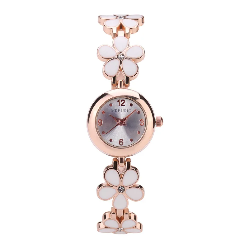 

Fashion ladies Girls watch flowers small daisies Gold bracelet stainless steel watch