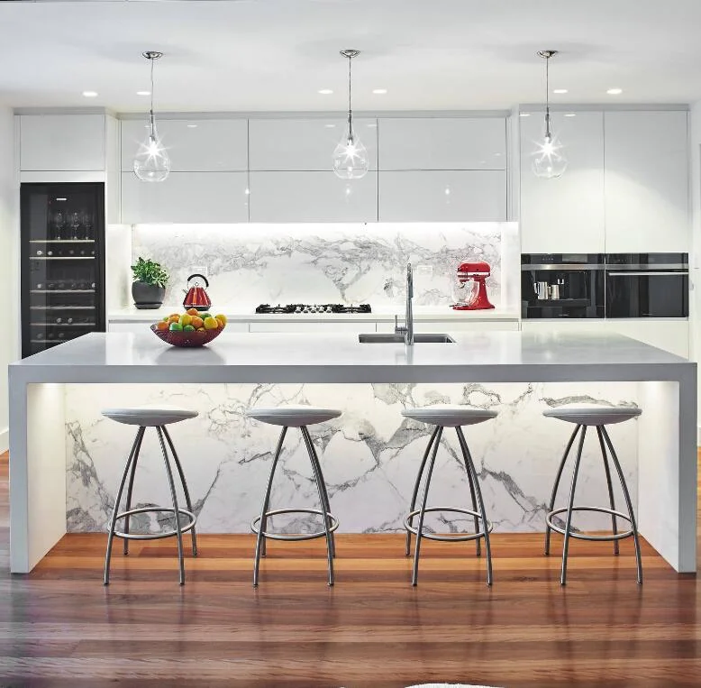 2020 New Modern Wooden Black Matte Finished Lacquer Kitchen Designs