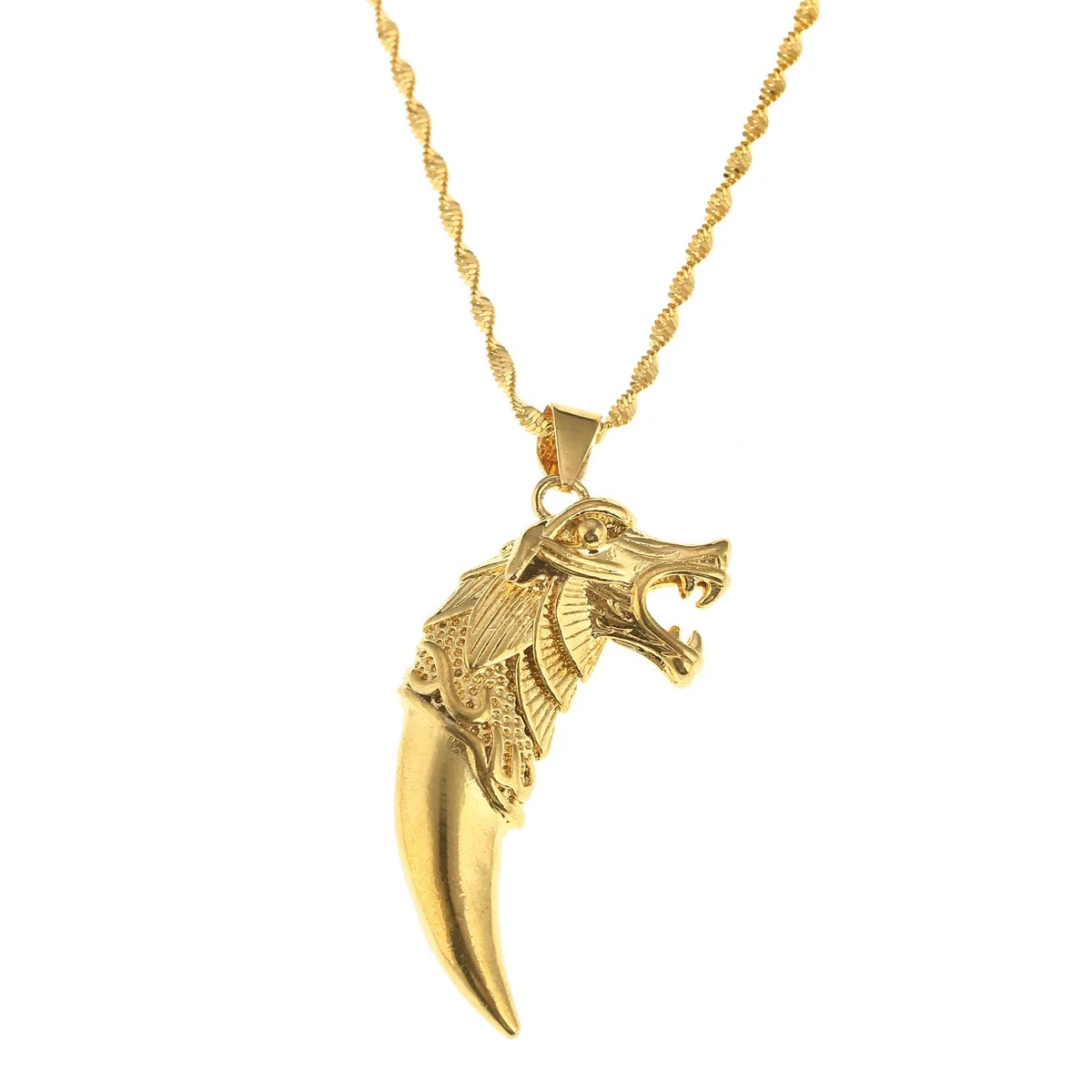 

Gold Color Wolf Tooth Pendant Necklace For Men Women Trendy Wolf's Fang Animal Chain Jewelry