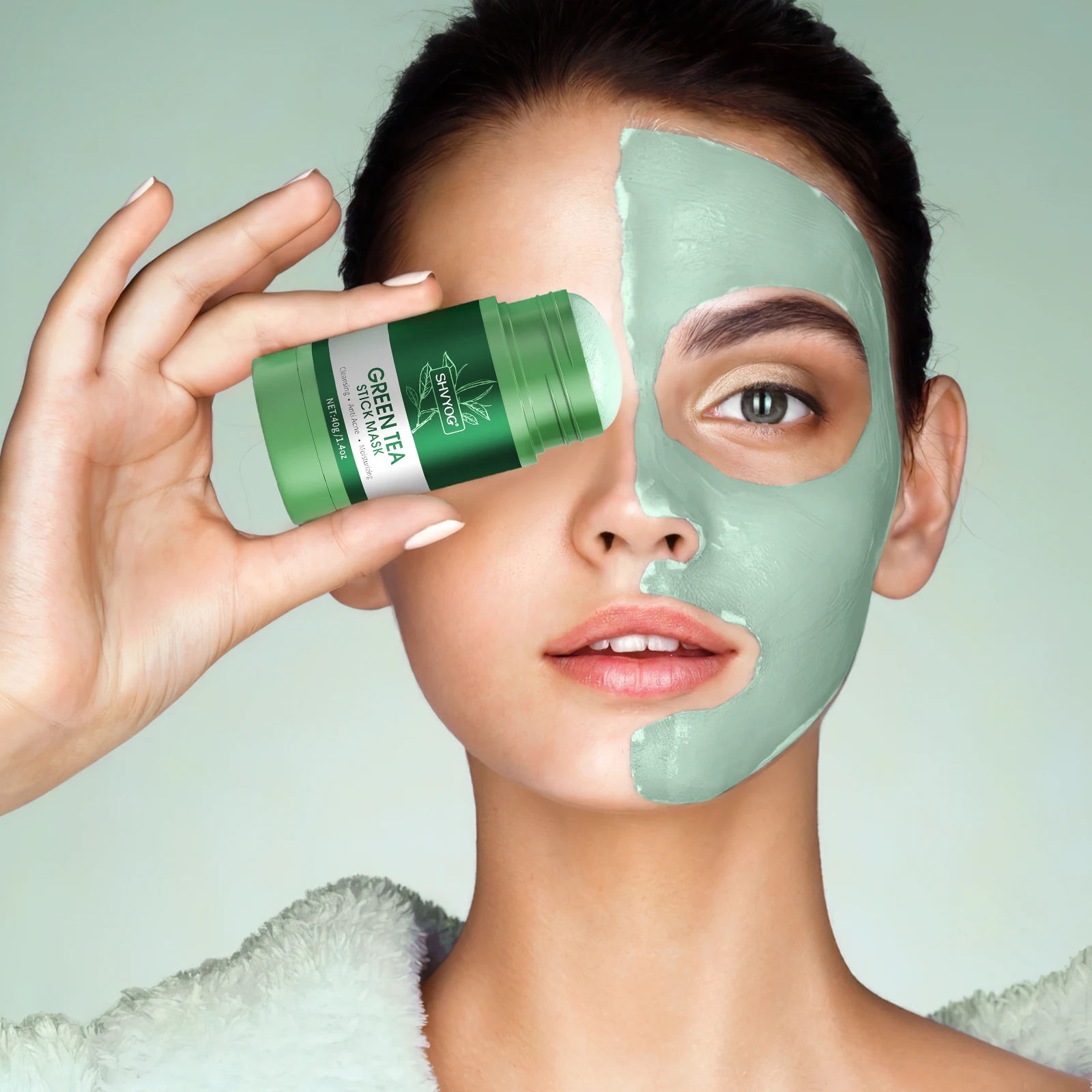 

Sales first skin care beauty products own brand skin repair and acne removing organic green tea facial mask mud stick