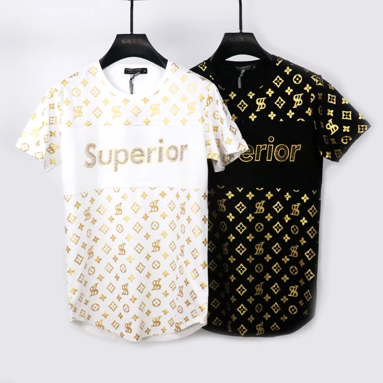 

JET FUEL Fashion Rhinestones T-Shirts Custom Marque Loose Tshirt Men