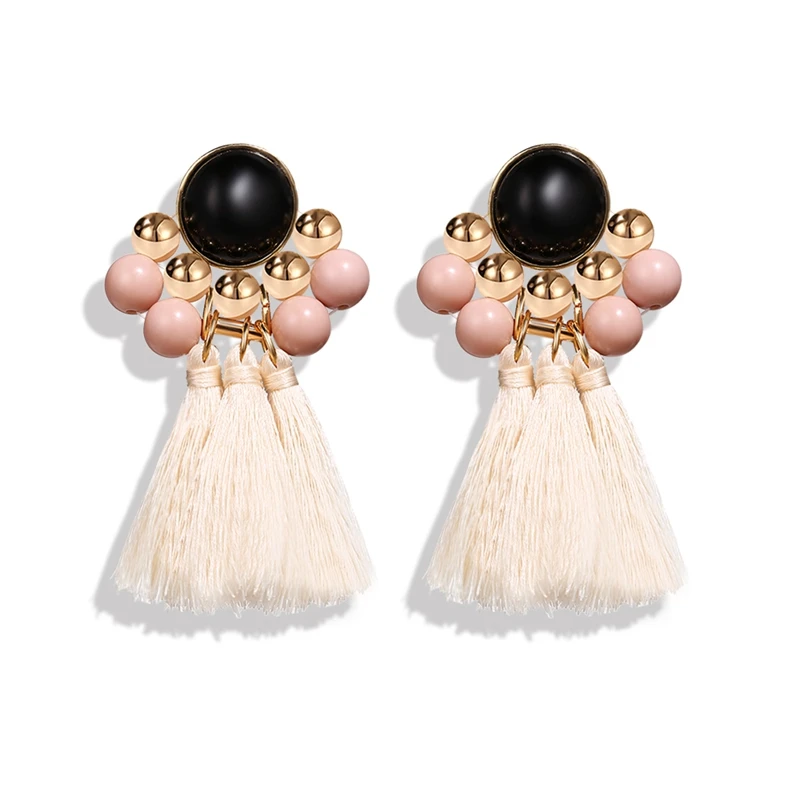 

Fashion Design Resin Bead Tassel Dangle Earrings for Women Jewelry
