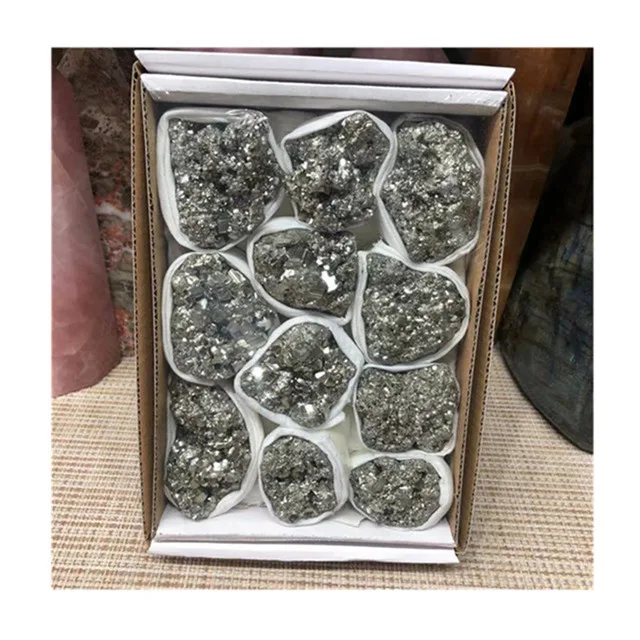 

Wholesale natural raw stone gift box pyrite cluster mineral specimens crystal stones for sale