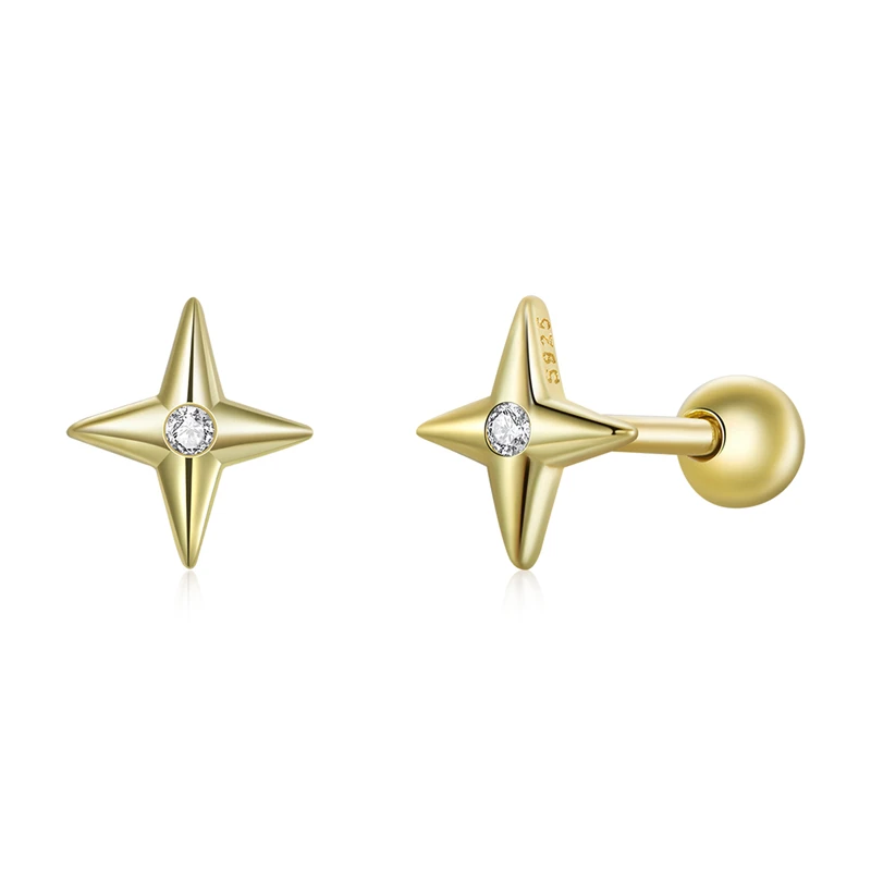 

SCE1117 2021 Hot slaes gold plated 925 Sterling silver stud golden star earrings 925 silver