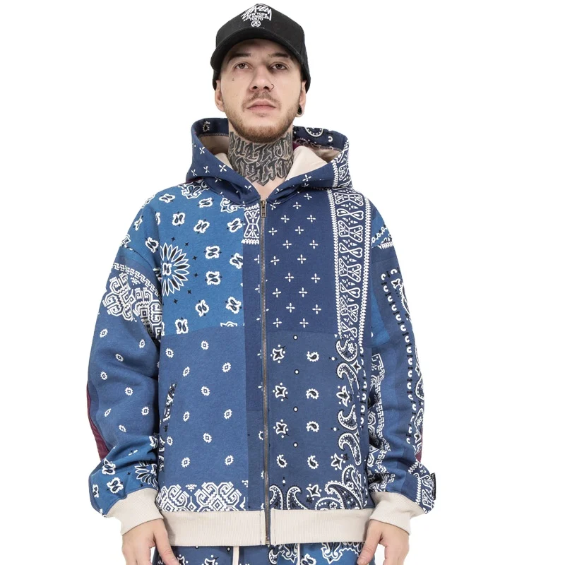 

Casual Coat Men Street Hip Hop Paisley Cashew Flower Jacket, Customized color