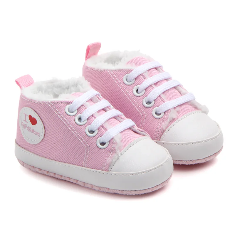 
canvas plush insole classic design winter warm baby prewalker shoes 