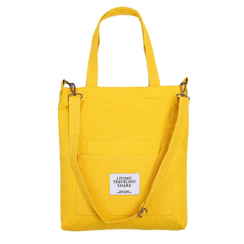

2021 Wholesale New Design Canvas Shoulder Shopping large Bag Eco Cotton Tote Women Bags With Logo Printing, Black,yellow,white customized