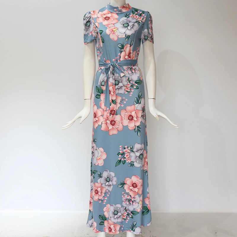 

Hot Sale Puff Sleeve Ditsy Womens Boutique Clothes Maxi Floral Dress