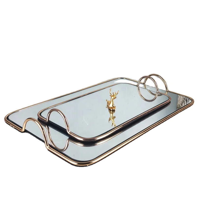 

Modern minimalist wind mirror metal tray tea tray cake tray