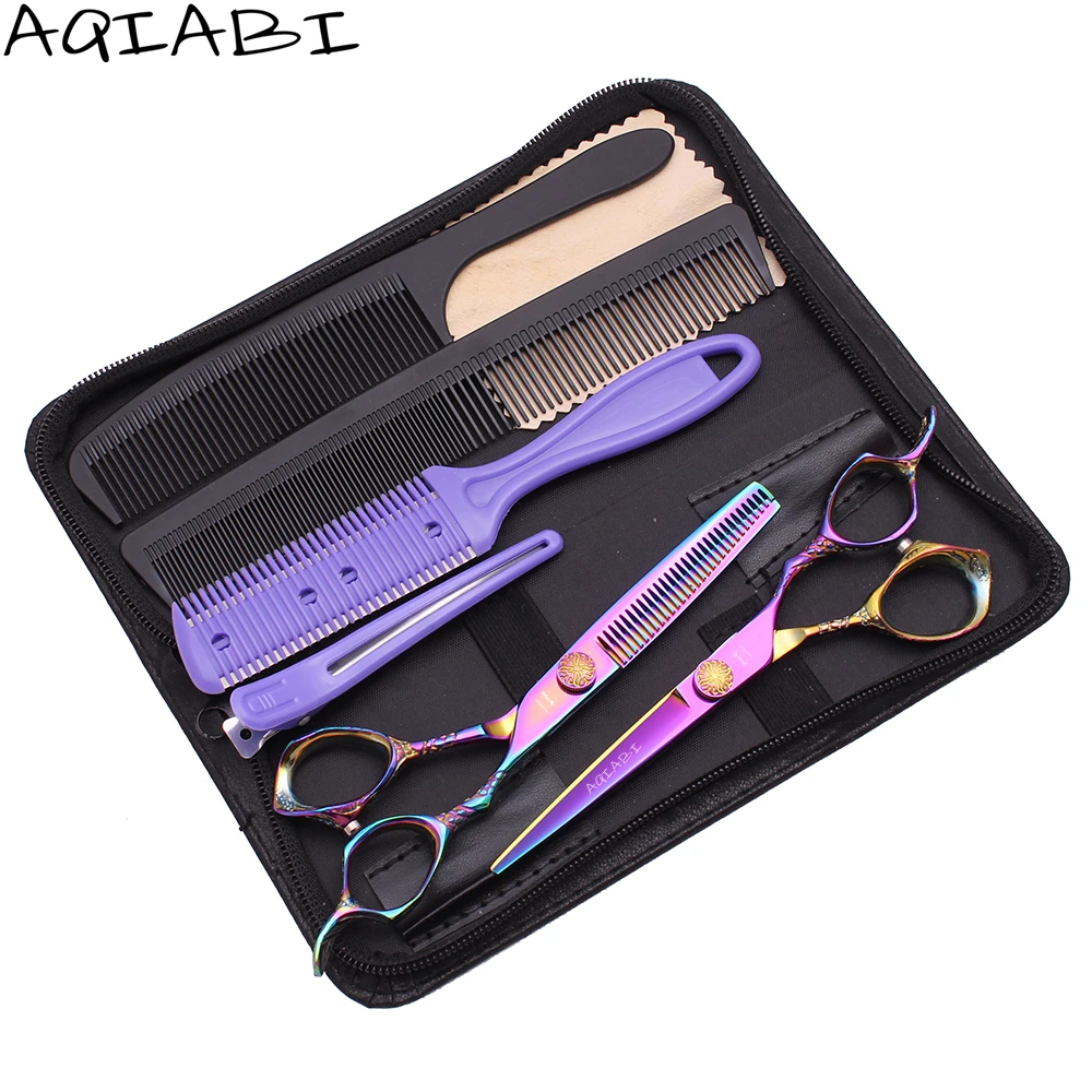 

Professional Hair Scissors 6'' AQIABI 440C Hair Cutting Scissors Thinning Scissors Dragon Handle A9001, Shiny