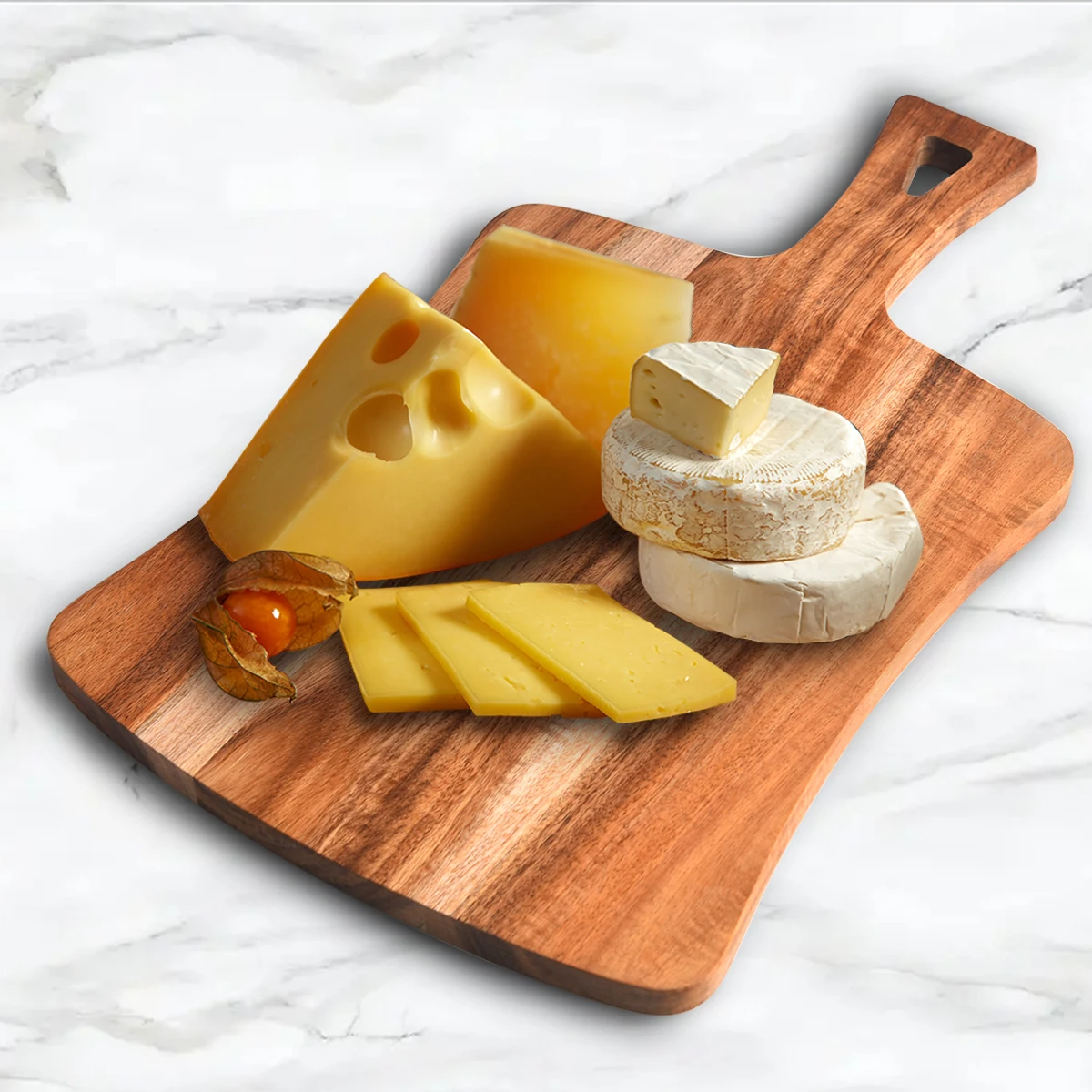 

Wholesale Acacia Wooden Sector Cheese Charcuterie Boards with Handle On Sale