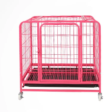 

low price dog cages metal kennels m size foldable dog cage stainless steel solid dog cage design, Pink , blue,black,silver,purple