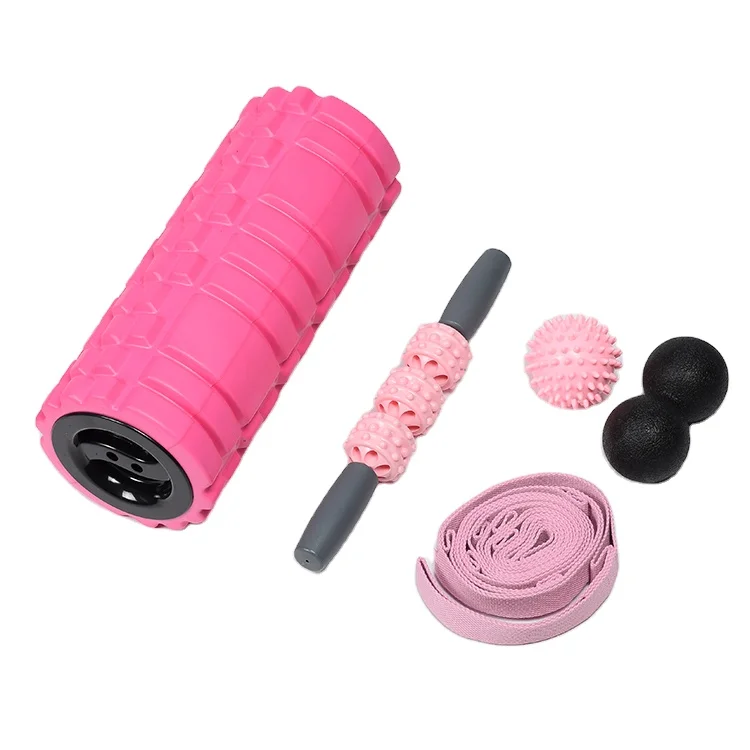 

Foam Muscle Massager Yoga Roller Set Double Lacrosse Peanut stretching Strap Massage Ball Ship from US 5 in 1 Carton Green