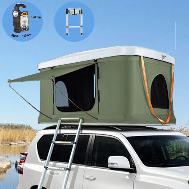 

Universal Foldable Car Roof Top Tent Camping Outdoor Roof Top Tent Hard Shell Roof Car Tents, White/black