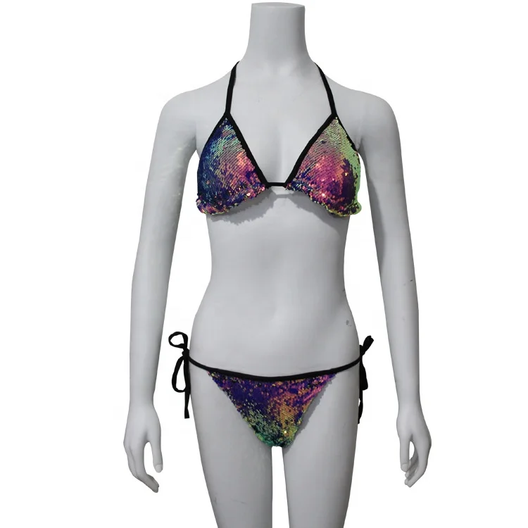 

B62741A American hot style sequined beach two-piece summer swimsuit bikini