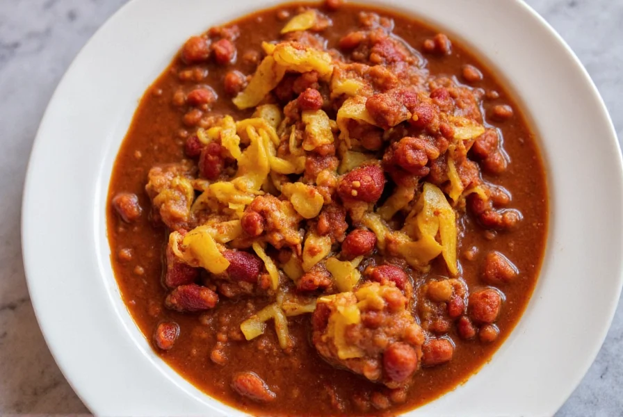 Chili simmering slowly on the stove