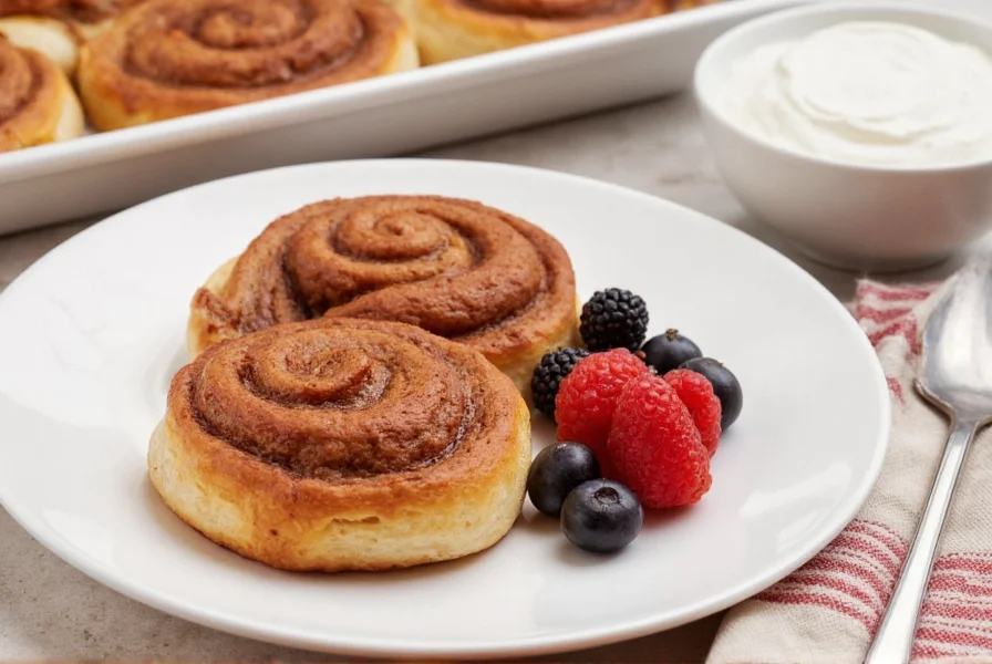 Nutritionist-approved healthy cinnamon rolls served with fresh berries and Greek yogurt for balanced breakfast