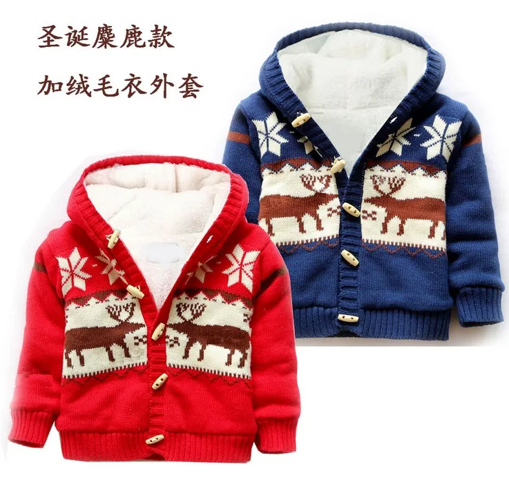 

Winter Warmmer Infant&Toddlers Clothing Baby Fur hoodied sweater coat newborn warm cotton knitted baby kids coat jacket