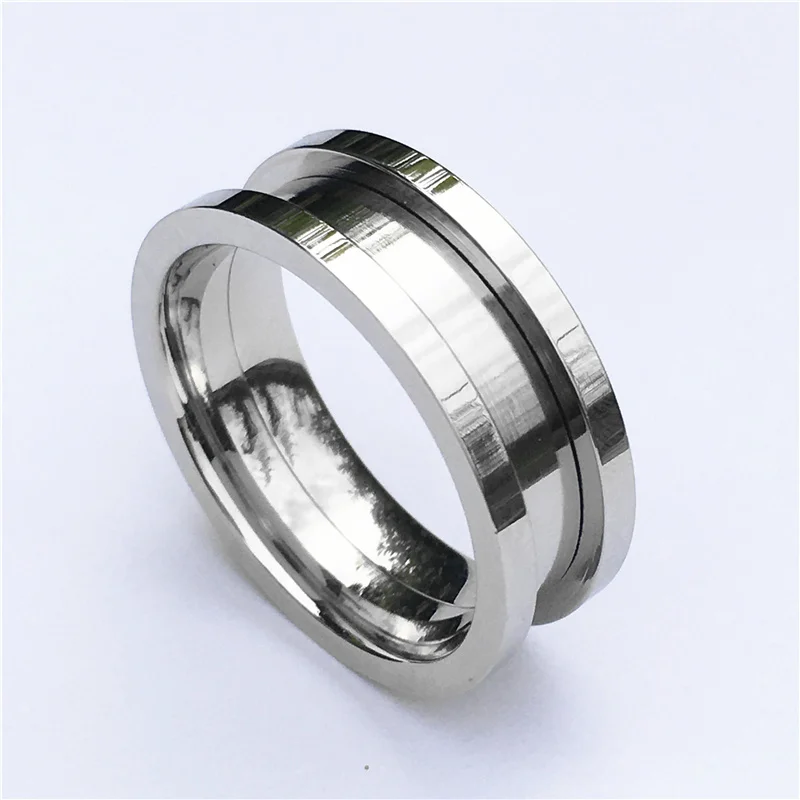 

Fashion 8MM 2 Pieces Screw Thread 316L stainless steel Ring Core Blanks for Inlay, Stainless steel color