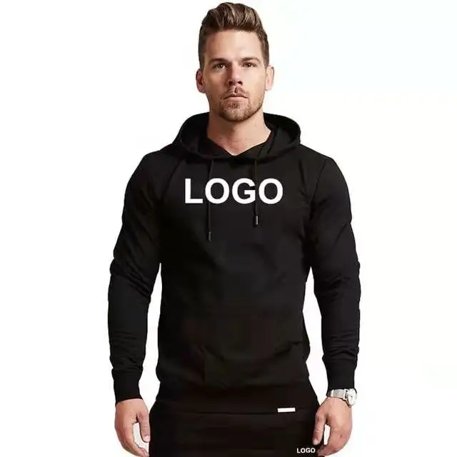 

Wholesale sportswear cotton and spandex fitness active wear gym hoodie for men, Shown