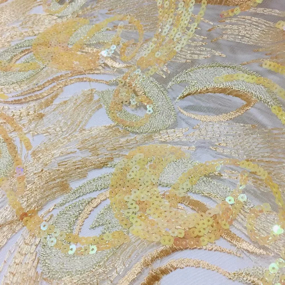 

Beautifical yellow dress lady fabric tulle sequins lace ML62N40, Customized