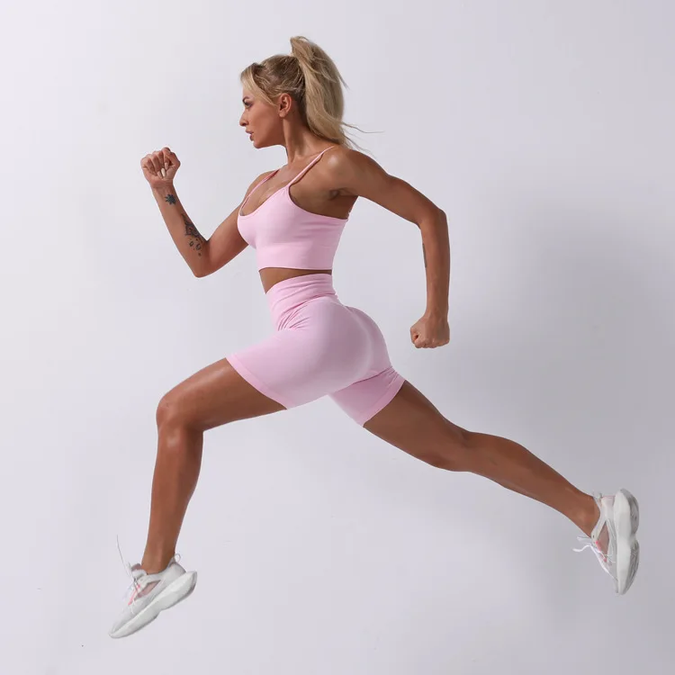 
Factory wholesale custom seamless fitness exercise yoga bra shorts set 