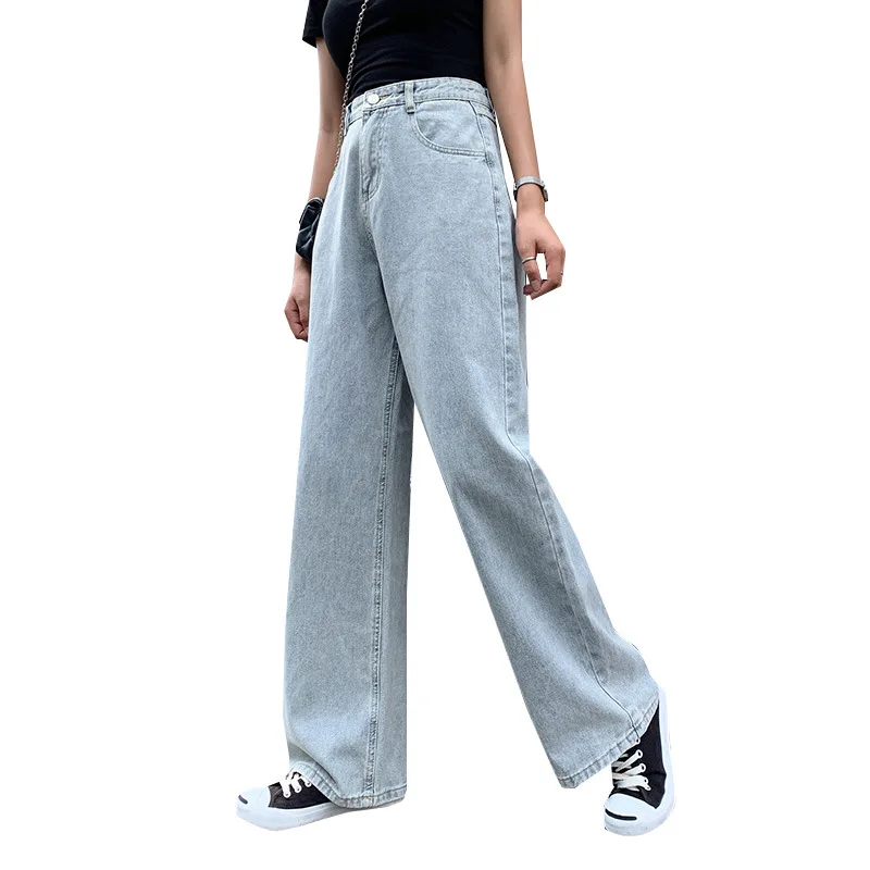 

Real Shot High Waist Casual Jeans for Women New Loose-Fitting and Slim-Fitting Trousers with Floor Length and Wide Legs