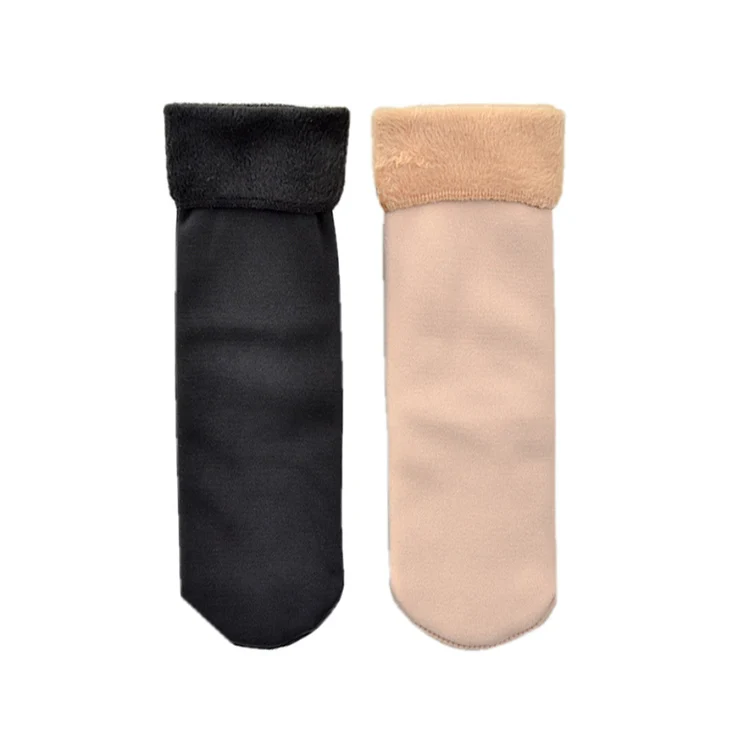 

A1802 Japanese Style Winter Antiskid Stockings Keep Warm Women Thick Snow Sock Middle Tube Plain Fur Plush Floor Socks, 5 colors
