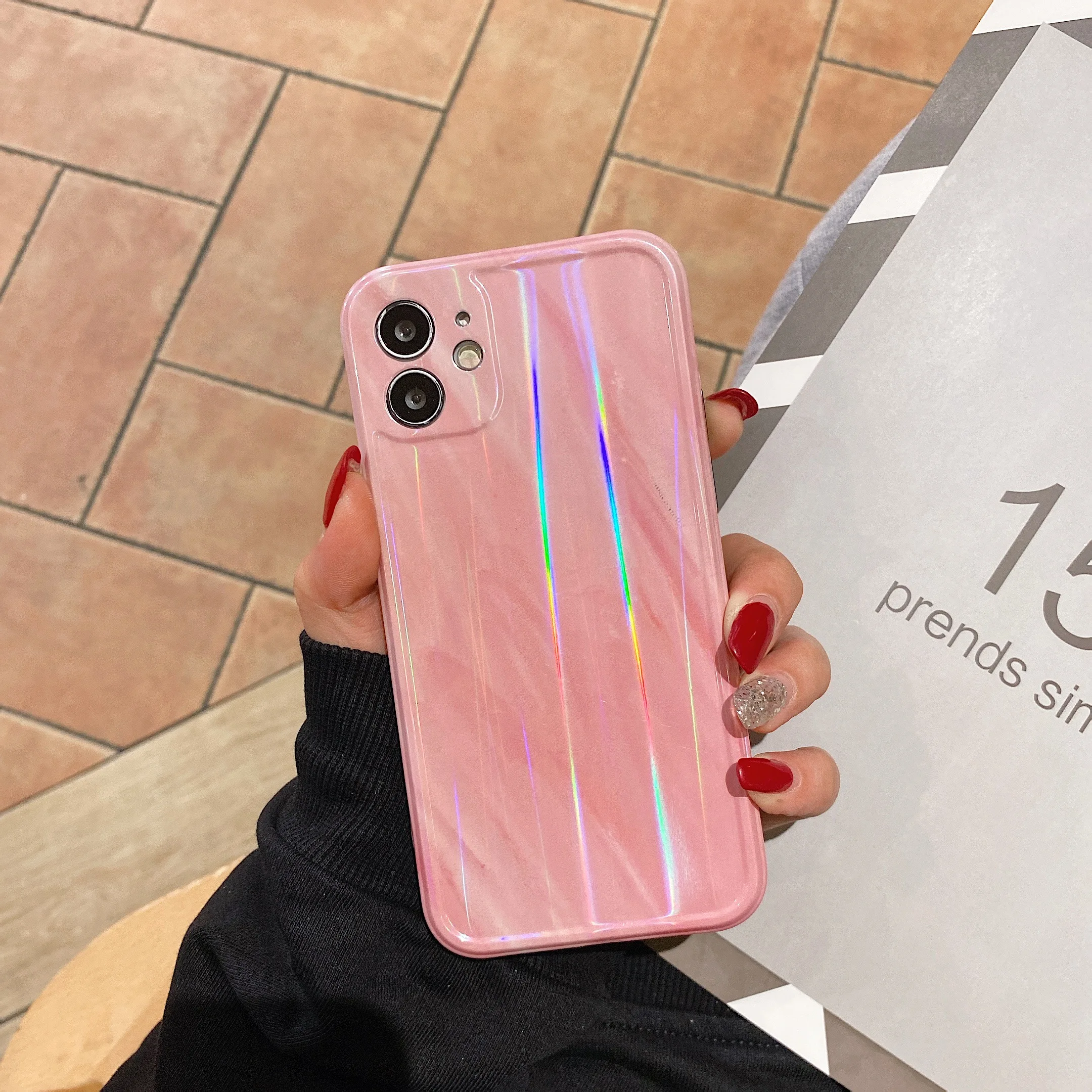

2021 Wholesale Beautiful Aurora Oil Frame Pattern IMD Phone Case For iPhone 12 Pro MAX 11 X/XS XR 7/8 Plus Clean IMD Cover Coque