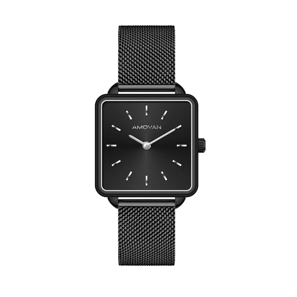 

interchangeble stainless steel band square watch for unisex