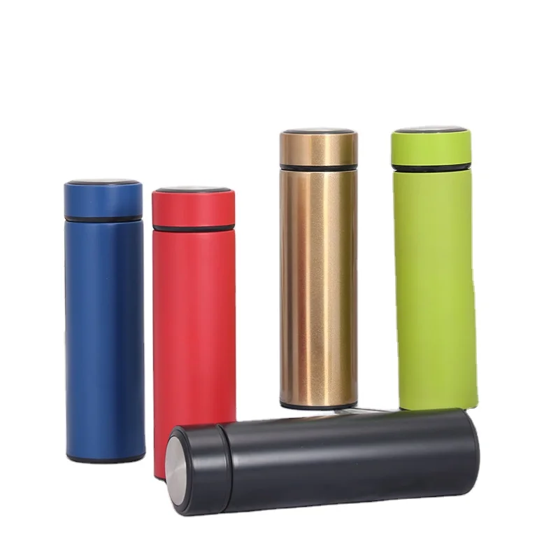

2021 New selling products 500ml double walled stainless steel temperature display business skinny bottle vacuum thermos flask, Customized color