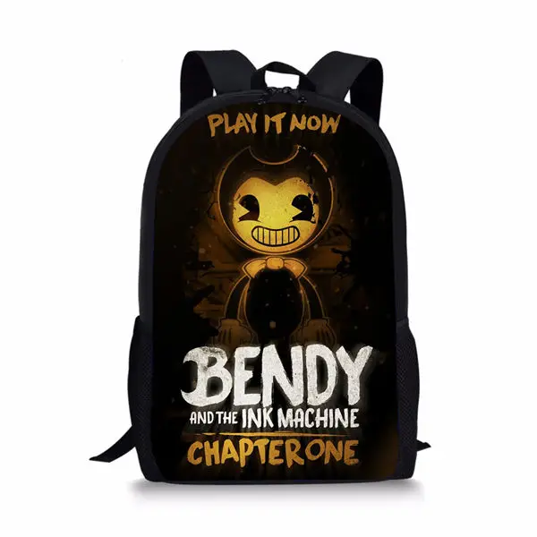 

Fashion Children's Backpack Bendy and the Ink Machine Pattern School Book Bags Cartoon Gothic Design Teenagers School Bag