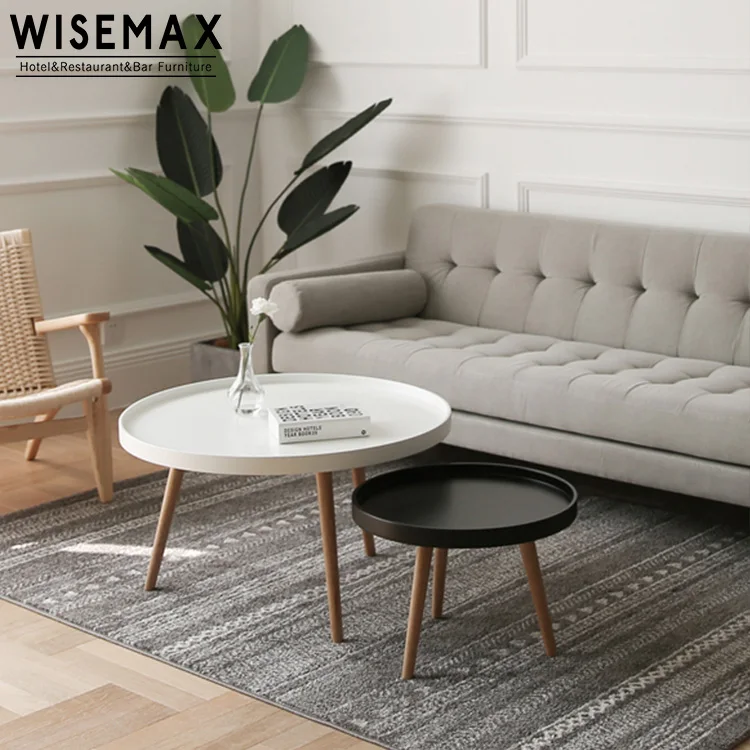 Nordic Round Coffee Table Oak Simple Modern Solid Wood Personality