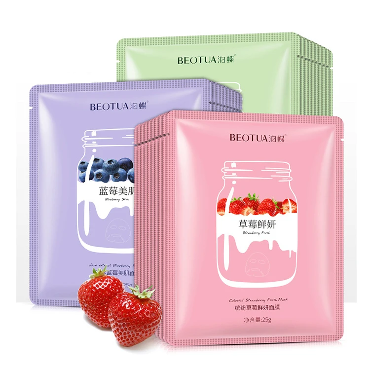 

BEOTUA natural face skin care wholesaler Blueberry Strawberry avocado milk extract moisturizing korean facial mask sheet