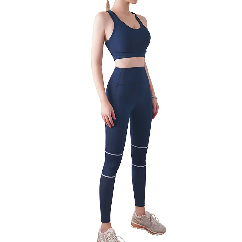 

Low price high quality tight breathable ankle-length pants and bra women gym fitness 2 piece suit