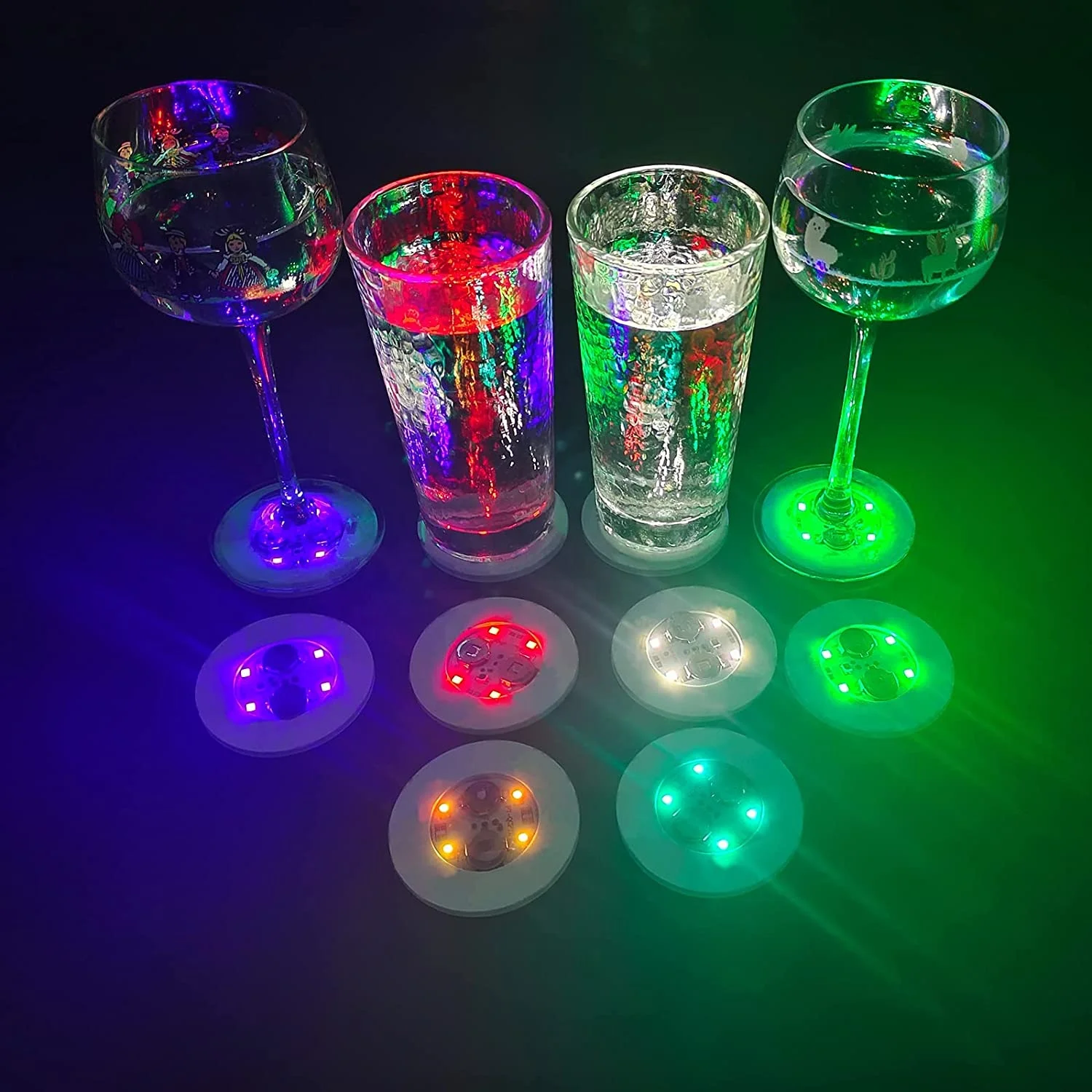

Factory Hot Sale Home Decorations Multi Color Led Light Luminous Festival Party Flashing drinking Coasters, Colorful/customized