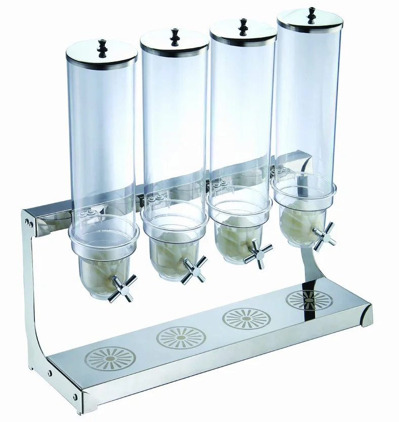 4holder Buffet Restaurant Stainless Steel Food Dispenser Bulk Dry Food