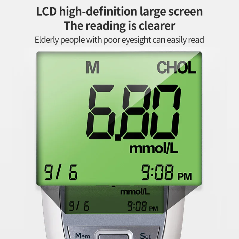 product large screen oem one touch match portable blood glucose test machine cholesterol uric acid meter-65