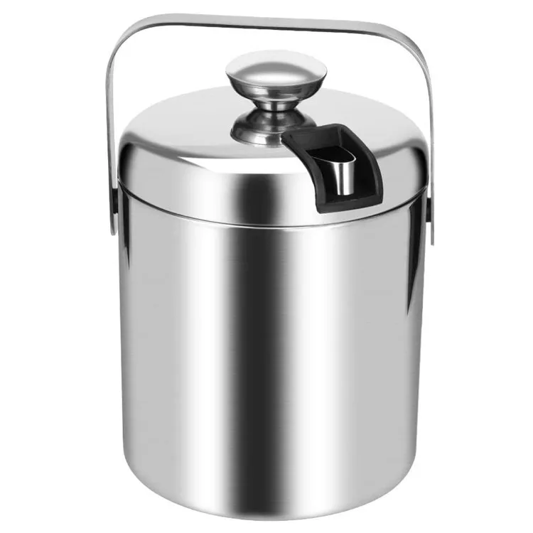 

Double Wall Insulated Metal Stainless Steel Ice Bucket with Tongs, Customized color.