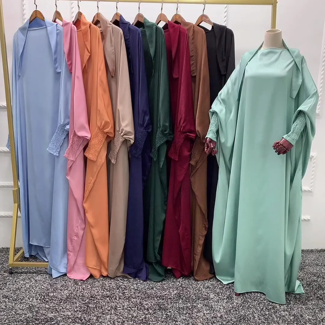 

Wholesale Turkish One Piece Cheap Online Black Prayer Hijab Polyester Islamic Clothing Muslim Women Dress Khimar Jilbab Abaya, Picture color