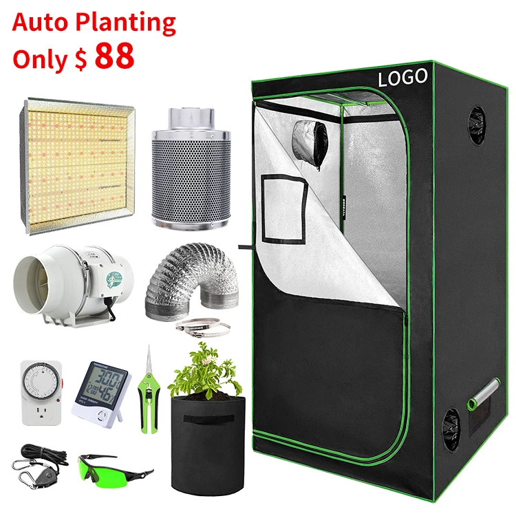 

Custom New Design 140X140X200 Indoor High Quality 2 in 1 Set 600D 1680D Durable Mylar Growing Box Full Kit Plant Grow Tent