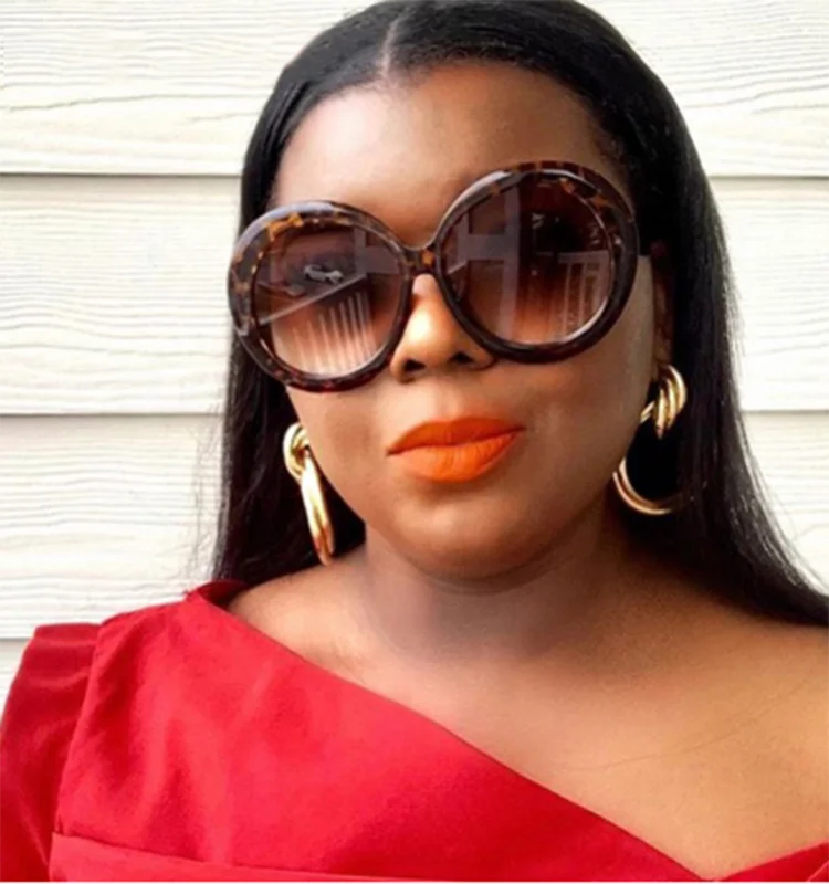 

Fashion black vintage females shades oversized big round sunglasses