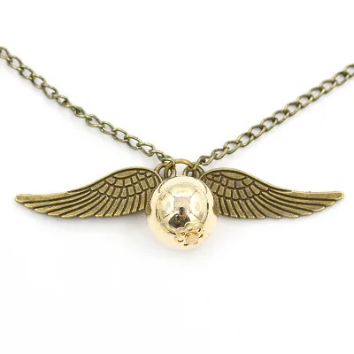 

Golden Snitch Necklace Quidditch Fly Ball Antique Bronze Silver Color Wing Pendant Steampunk Vintage Movie Jewelry Men Wholesale, Gold /sliver