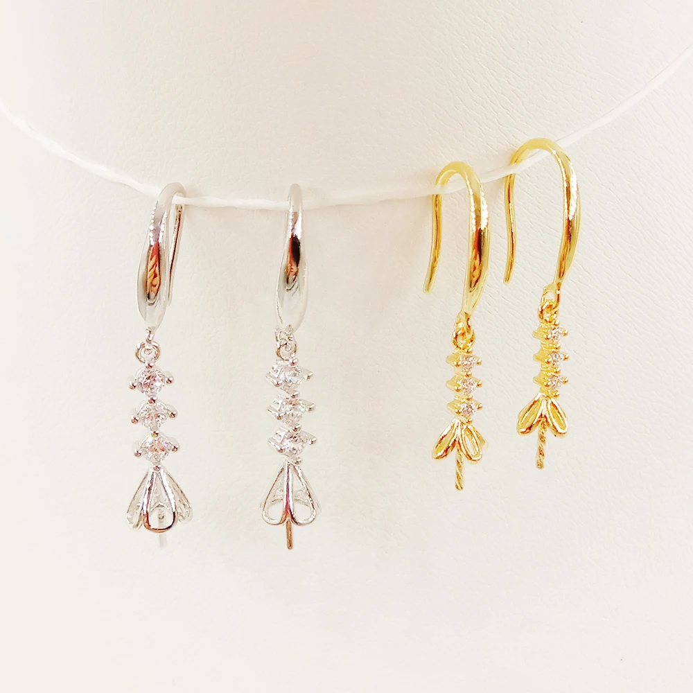 

WHOLESALE BULK PRICE drop earring hook for baroque pearl,18k gold and silver color ,DIY Accessories silver, 18k gold and white gold