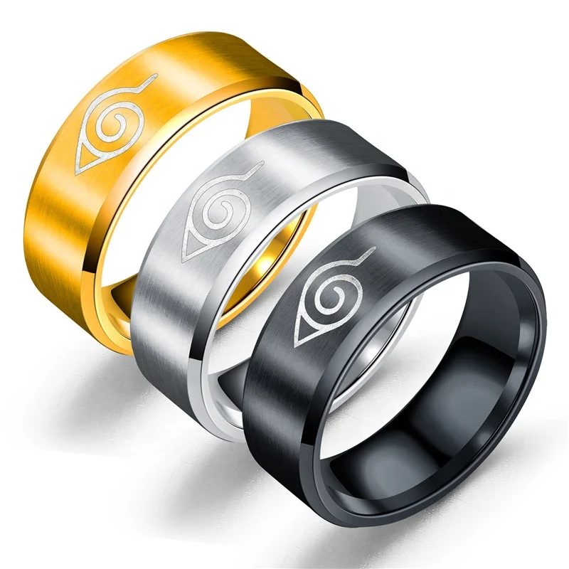 

Factory Wholesale Anime Japan Style Men Simple Rings Jewelry Stainless Steel Classic Naruto Akatsuki Stile Ring