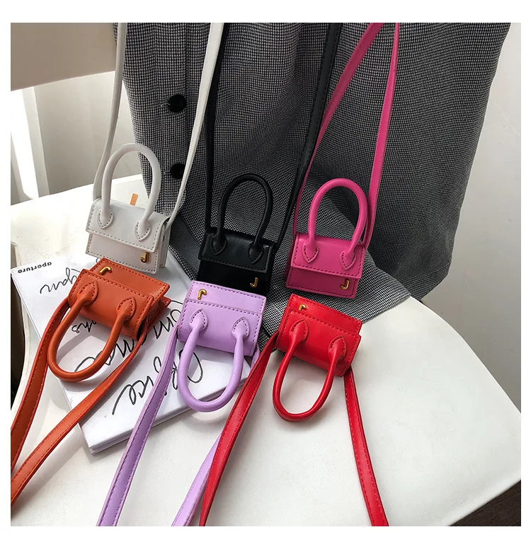 

2019 Fashion Korean Style Women Purses Handbags Solid Candy Color Mini Leather Women Crossbody Sling Bag, As picture