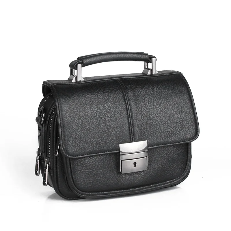 

Lapolar Custom Logo Mens Messenger Bags Black Shoulder Leather